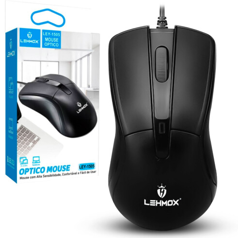 MOUSE COM CABO LEY-1505 LEHMOX PRETO