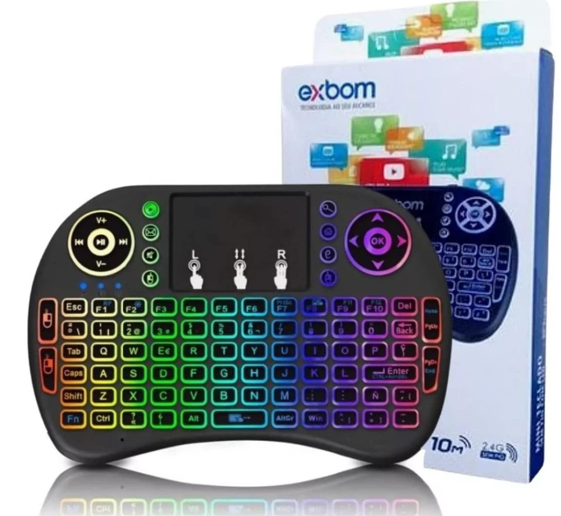 MINI TECLADO SEM FIO COM LED BK-BTi8LED EXBOM