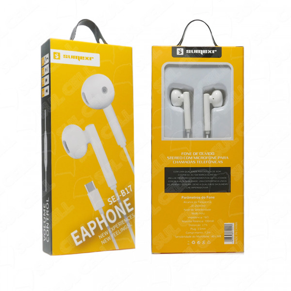 FONE DE OUVIDO SEJ-B17 BRANCO EAPHONE