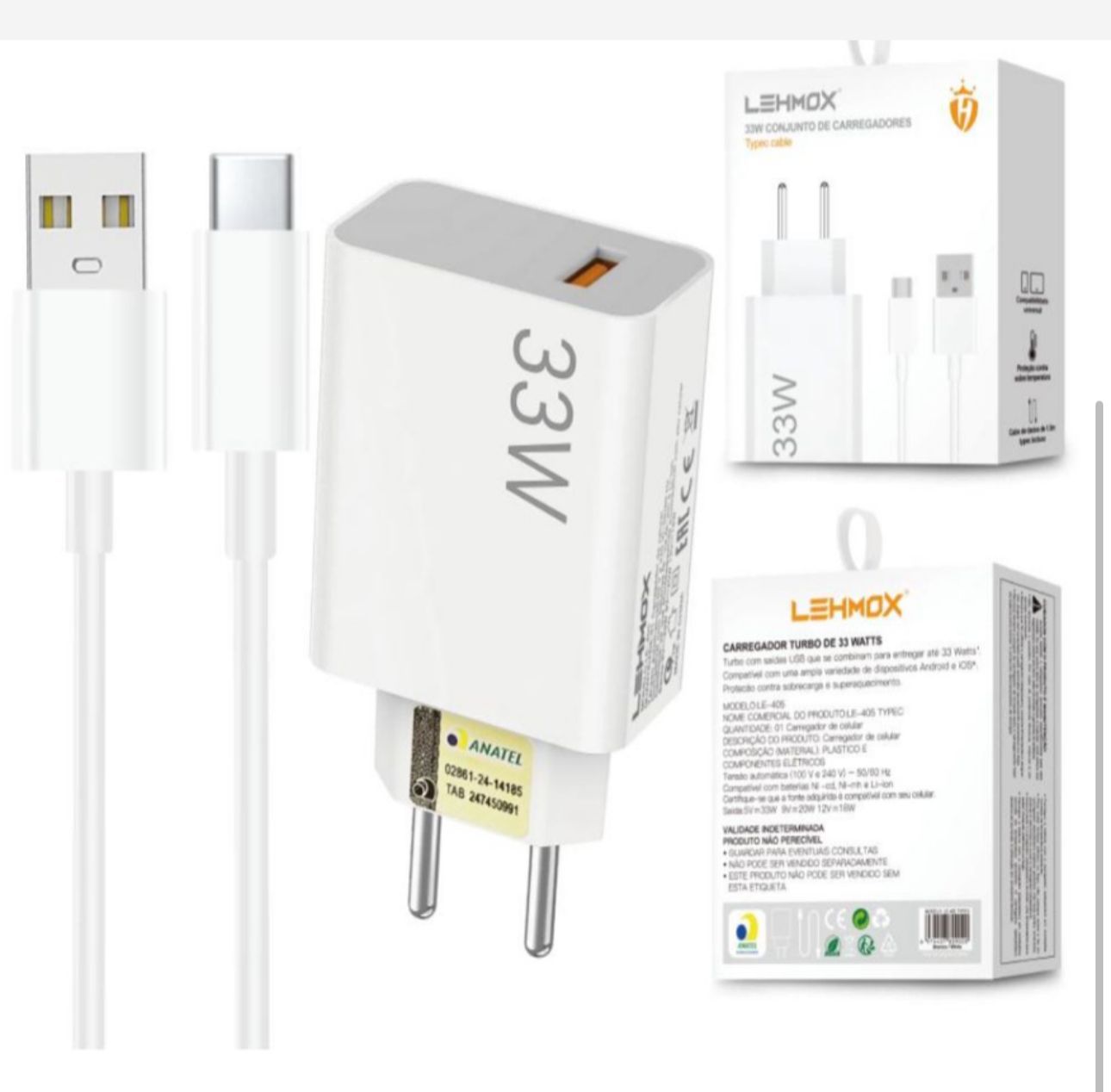 CONJUNTO DE CARREGADORES USB /TIPO C  LEHMOX