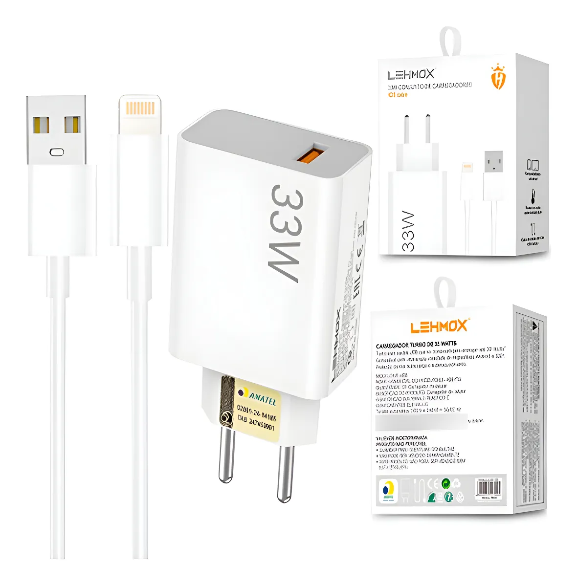 CONJUNTO DE CARREGADOR USB /IOS LEHMOX